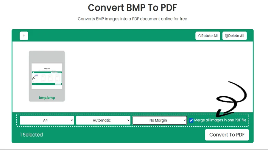 Інструмент перетворення BMP в PDF