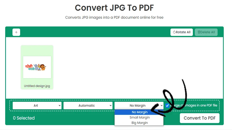 Conversione rapida da JPG a PDF