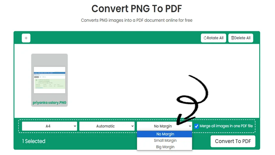 Conversione rapida da PNG a PDF