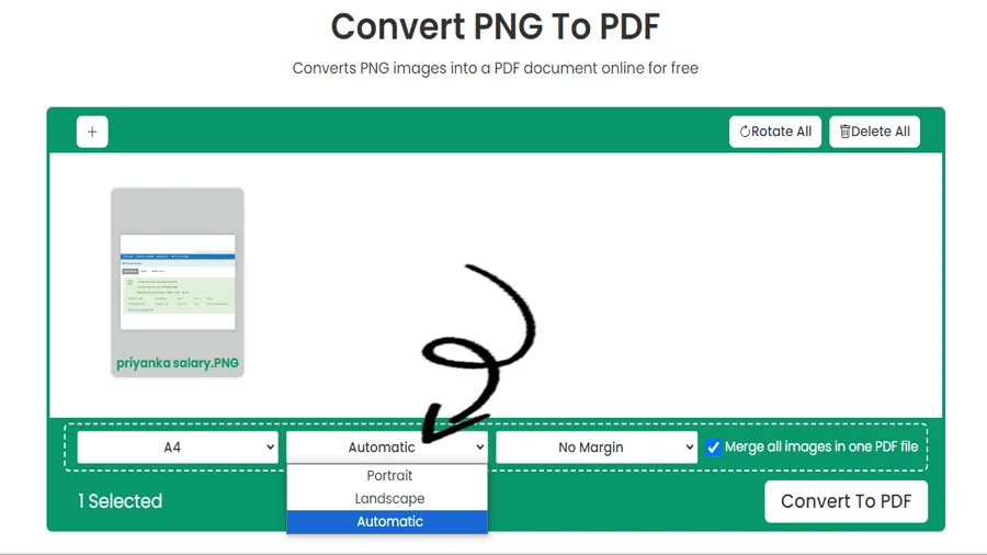 シンプルな PNG から PDF へのコンバーター