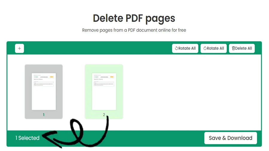 Slet PDF sider online
