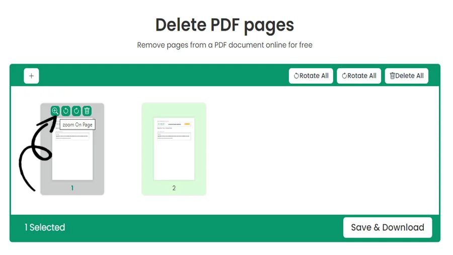 Sletning af PDF side