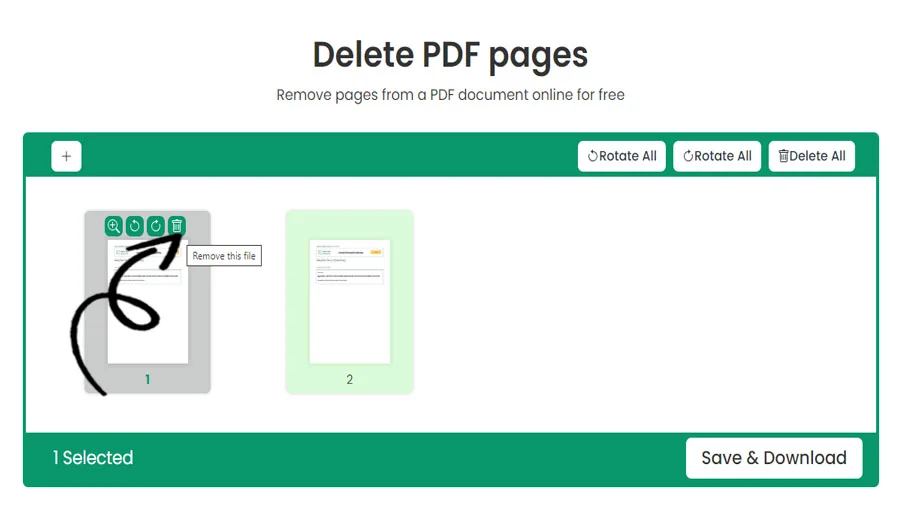 Supprimer des pages PDF en ligne