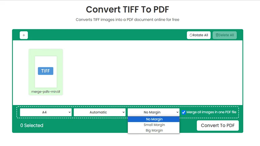 Conversion rapide de TIFF en PDF