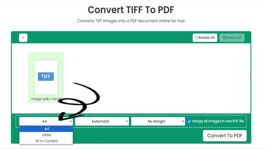 Convertitore online gratuito da TIFF a PDF